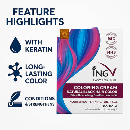 ING V Hair Color - Ammonia Free-Allergy Free - 1000ml